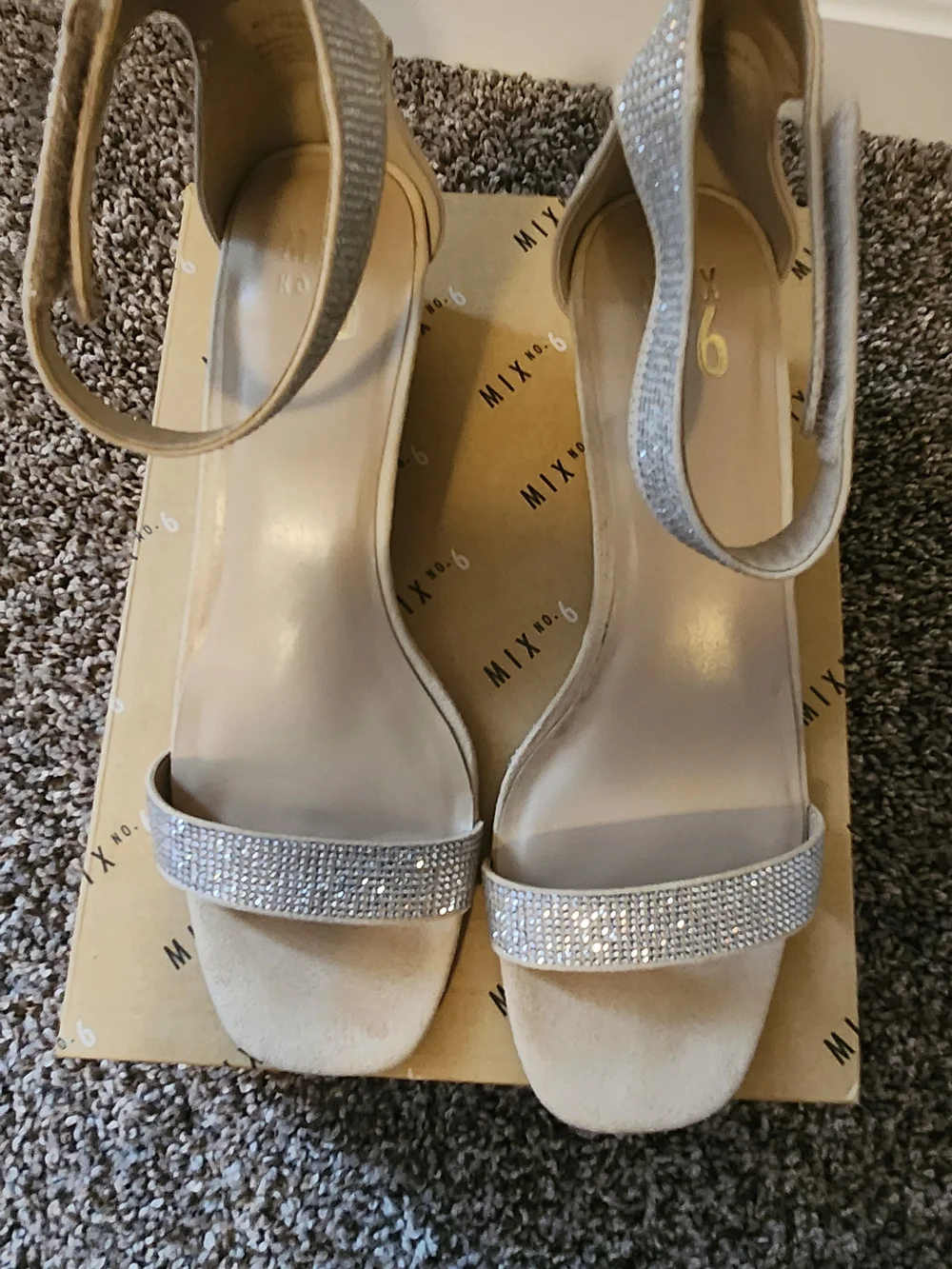Mix No. 6 Rhinestone Ankle-Strap Wedge Sandals - Silver